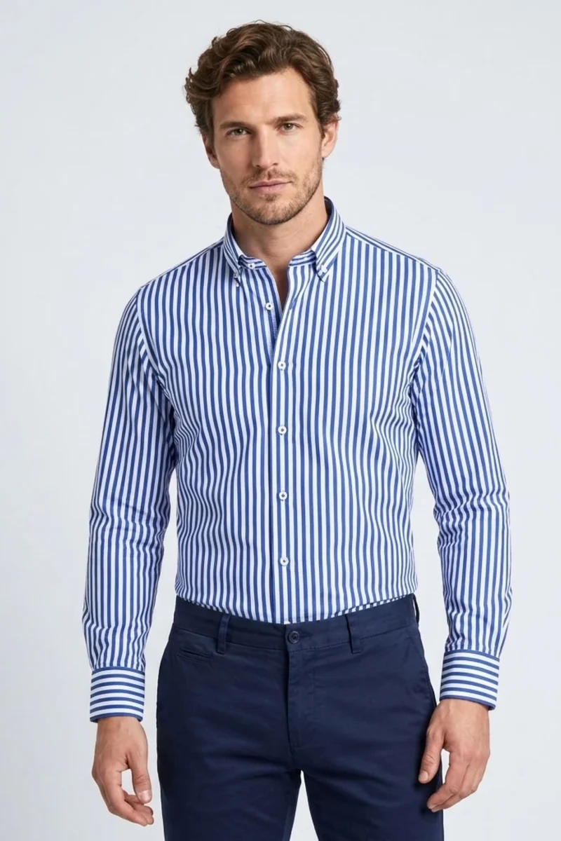 Leonardo Sport Poplin Men’s Shirt White Blue