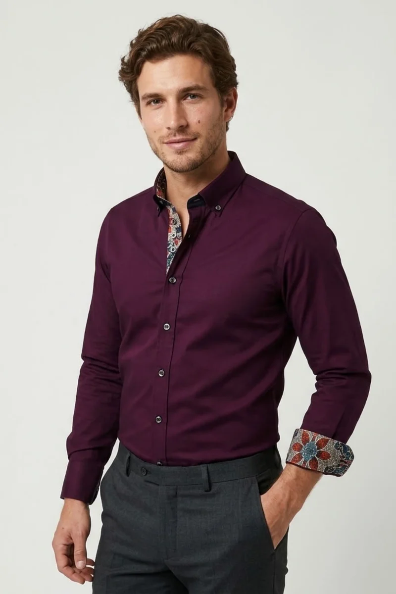 Donatello Iconic Cotton Men’s Shirt Purple