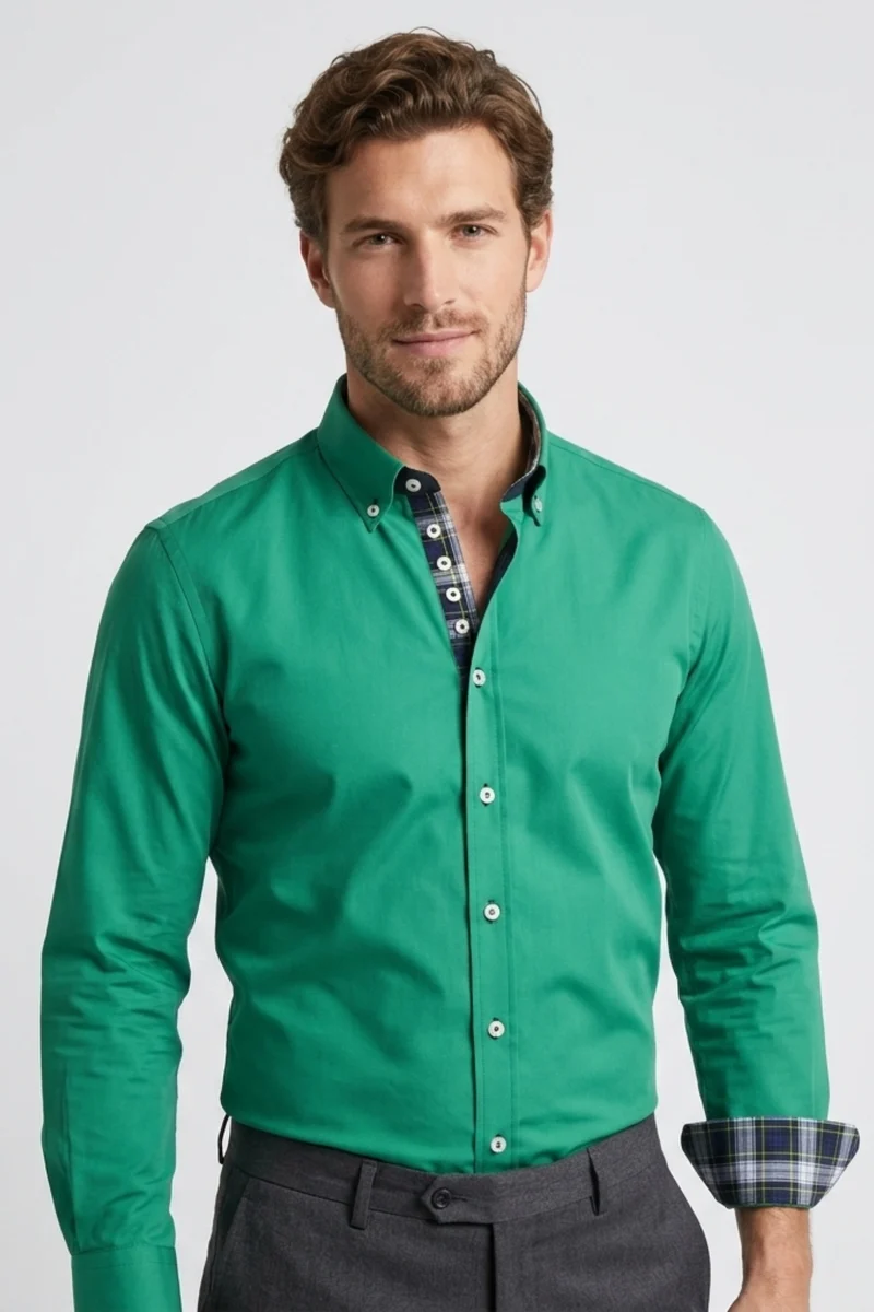Donatello Iconic Poly Cotton Men’s Shirt Green