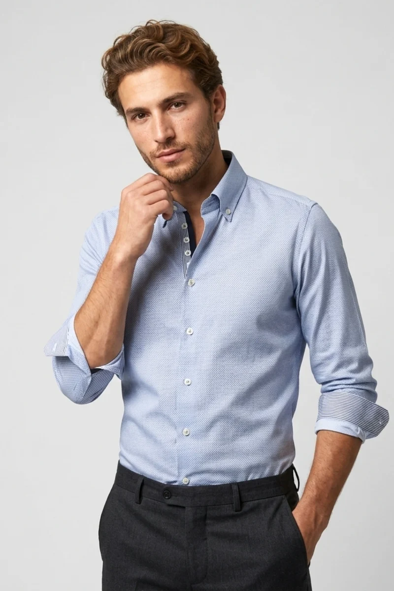 Roma Iconic Armored Men’s Shirt Light Blue White